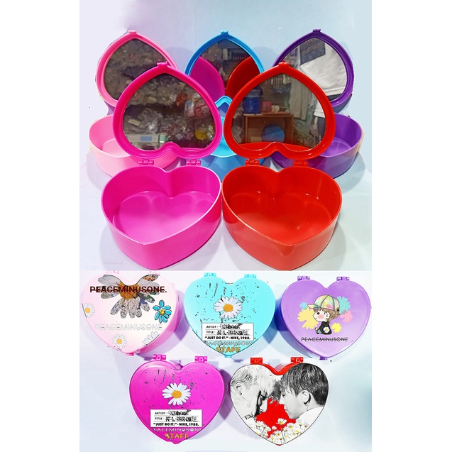 Hộp tim hoa cúc GD kèm gương HKG38 dễ thương cute đựng trang sức idol kpop hoạt hình