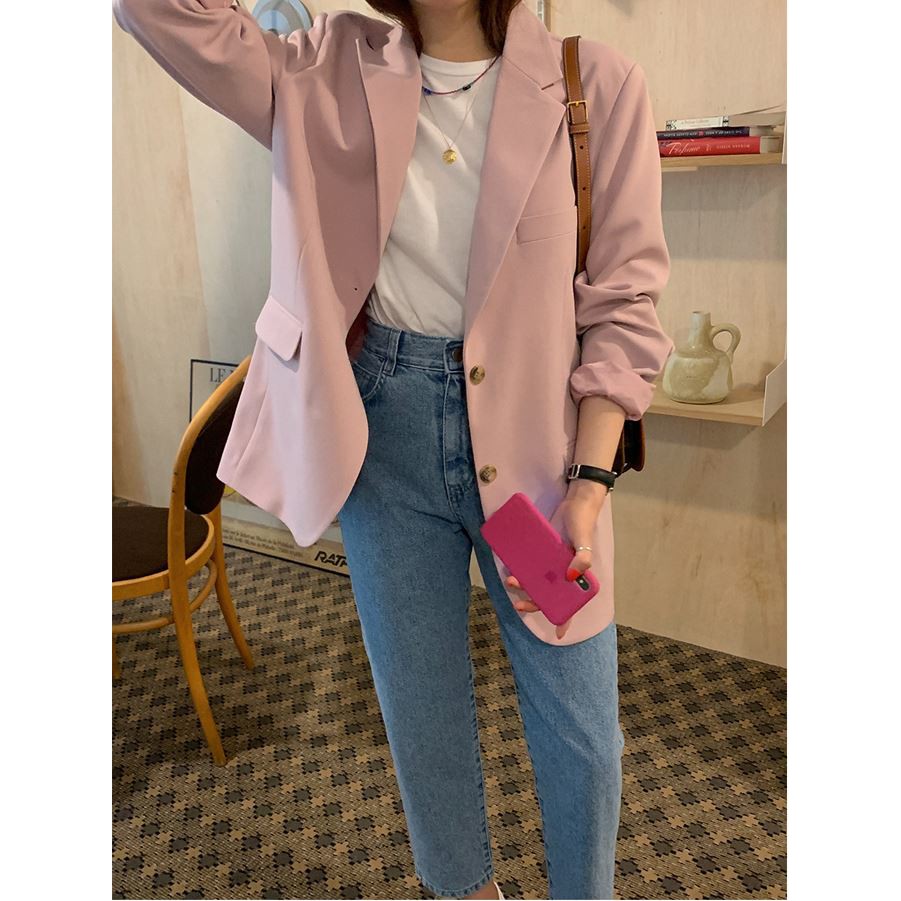 Áo Khoác Blazer Hồng Trơn Dory&Pony BASIC KOREAN STYLE - AK112 | BigBuy360 - bigbuy360.vn