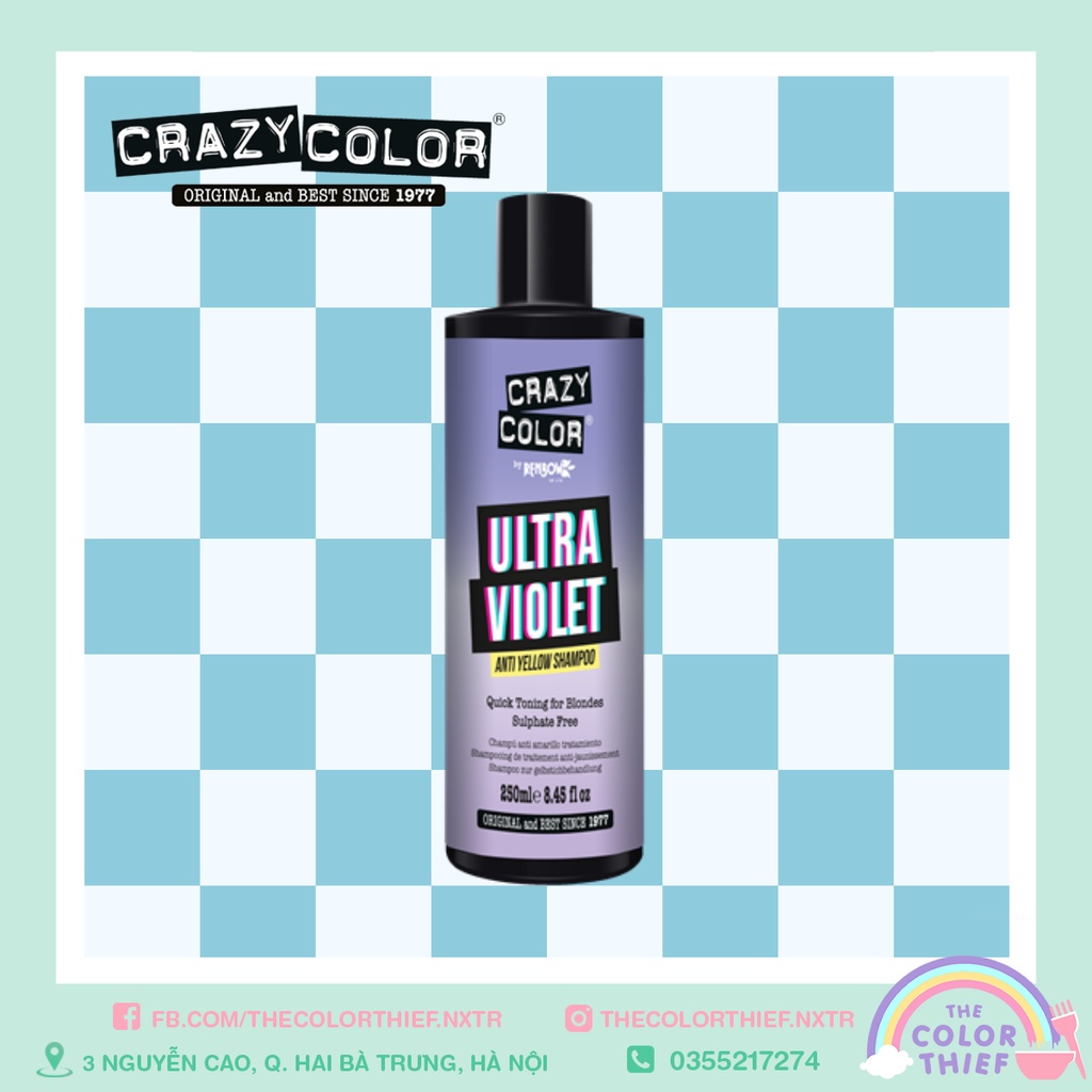 Dầu gội tím Crazy Color Ultra Violet khử ánh vàng cho tóc tẩy - The Color Thief