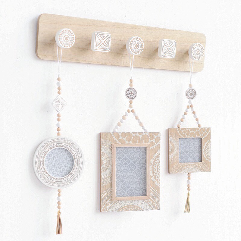 Móc hoa văn full gỗ kích thước lớn TẶNG kèm đinh treo tường decor phù hợp với mọi loại tường