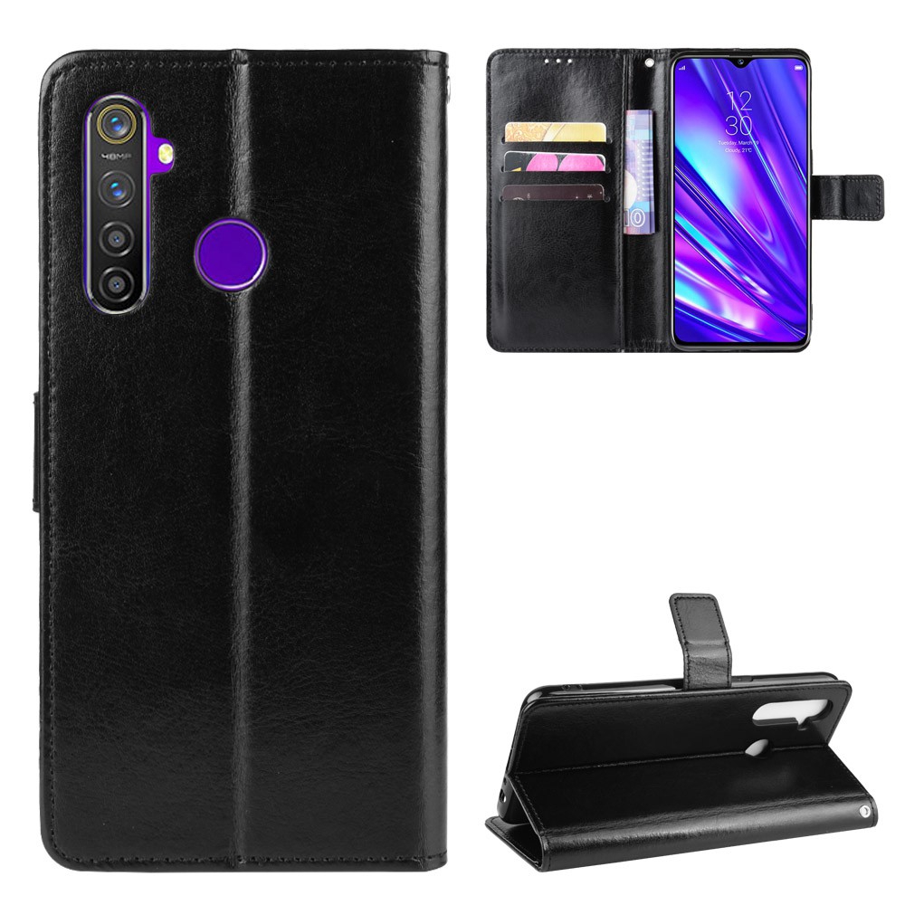 Bao da PU điện thoại nắp gập từ tính dạng ví sang trọng cho cho REALME 6I 5 5I 5 PRO REALME C3