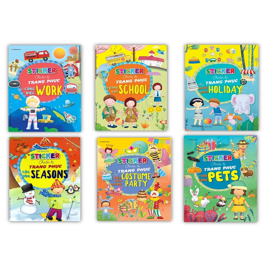 Sách - Combo 6 cuốn : Sticker chuẩn bị trang phục