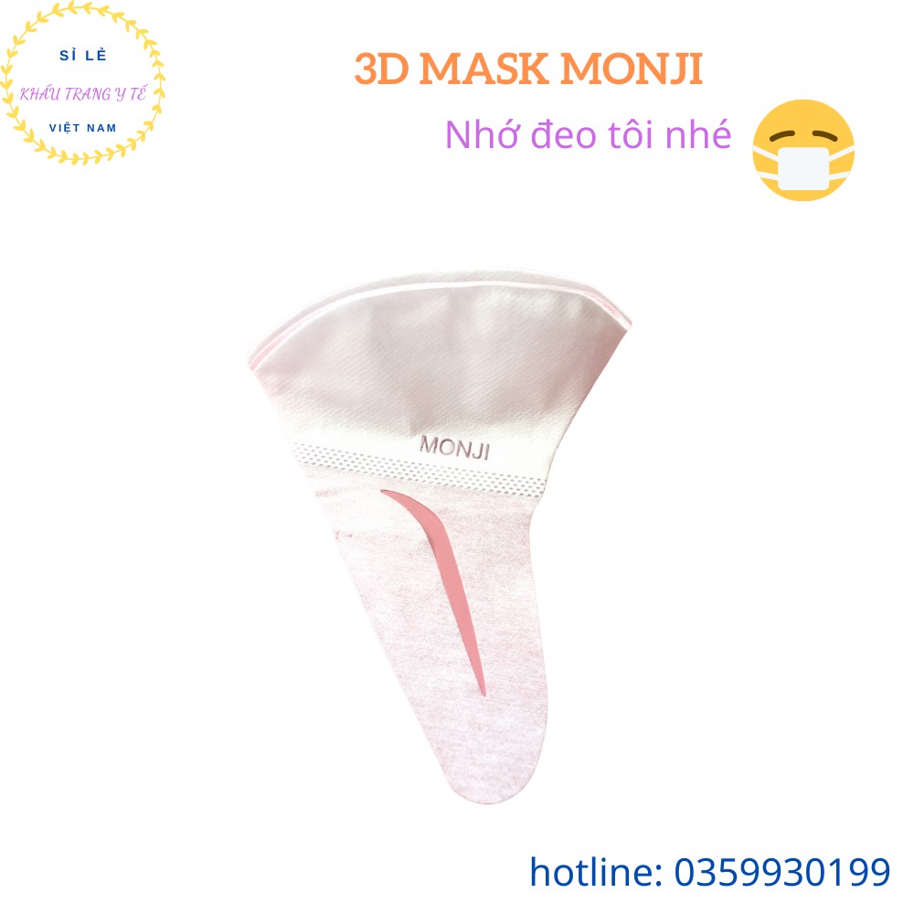 Khẩu Trang 3D Monji Khẩu Trang Y Tế Kháng Khuẩn Khẩu Trang Trắng Hộp 50 Chiếc