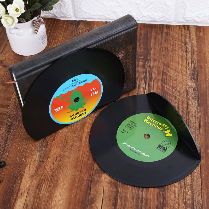Bộ 2 Giá Đỡ Sách Hình Đĩa Than Thiết Kế Độc Đáo Tiện Dụng
