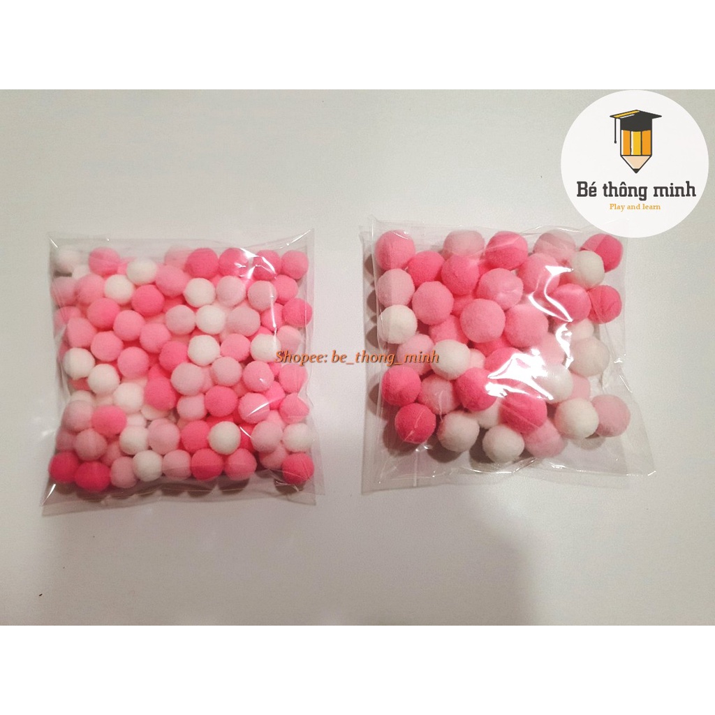 Pompom hỗn hợp nhiều tông màu nhiều size  - pom pom trang trí thiệp, quả bông theo gam mầu