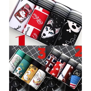Hộp 4 quần lót nam Boxer nhiều hình