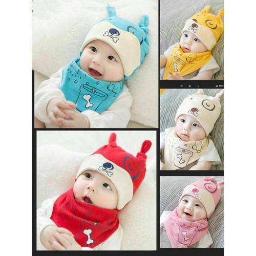 SET MŨ TẶNG KHĂN YẾM CHO BÉ