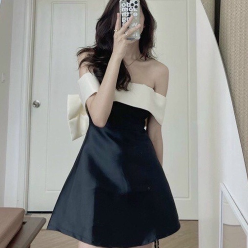 Đầm cúp ngực trễ vai sexy nơ lưng cực đẹp cho nàng đi chơi dự tiệc