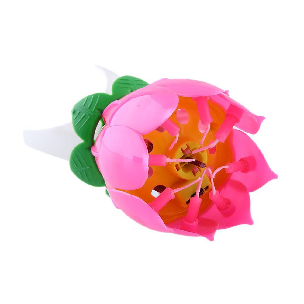 Romantic Musical Lotus Flower Happy Birthday Party Decor Gift Music Candle Waterproof Lights Birthday Party Decorations 