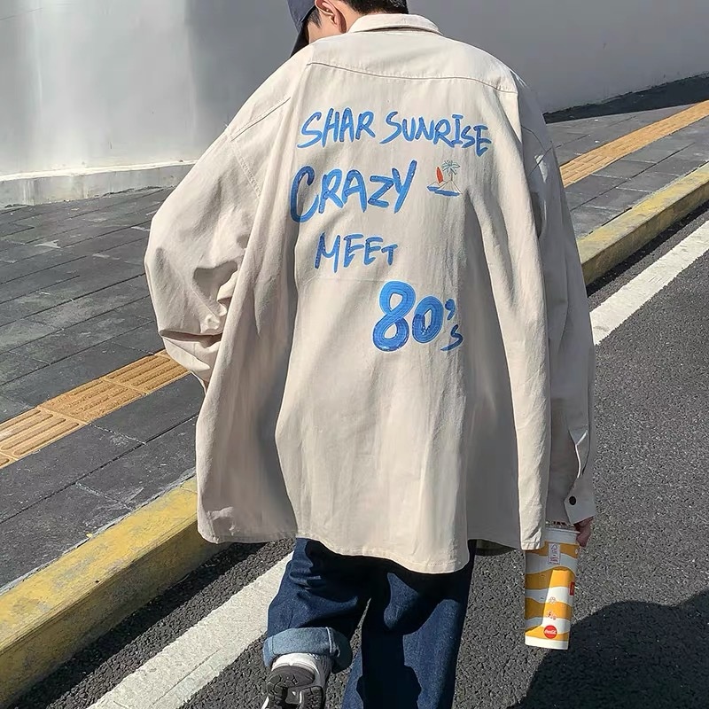 Áo Sơ Mi Tay Dài In Chữ Thời Trang Dành Cho Nam Phong CáCh HàN QuốC Chữ In ÁO Sơ Mi Hoạ TiếT Nam ÁO Sơ Mi Unisex Oversized Casual Fashion áO ChoàNg NgoàI