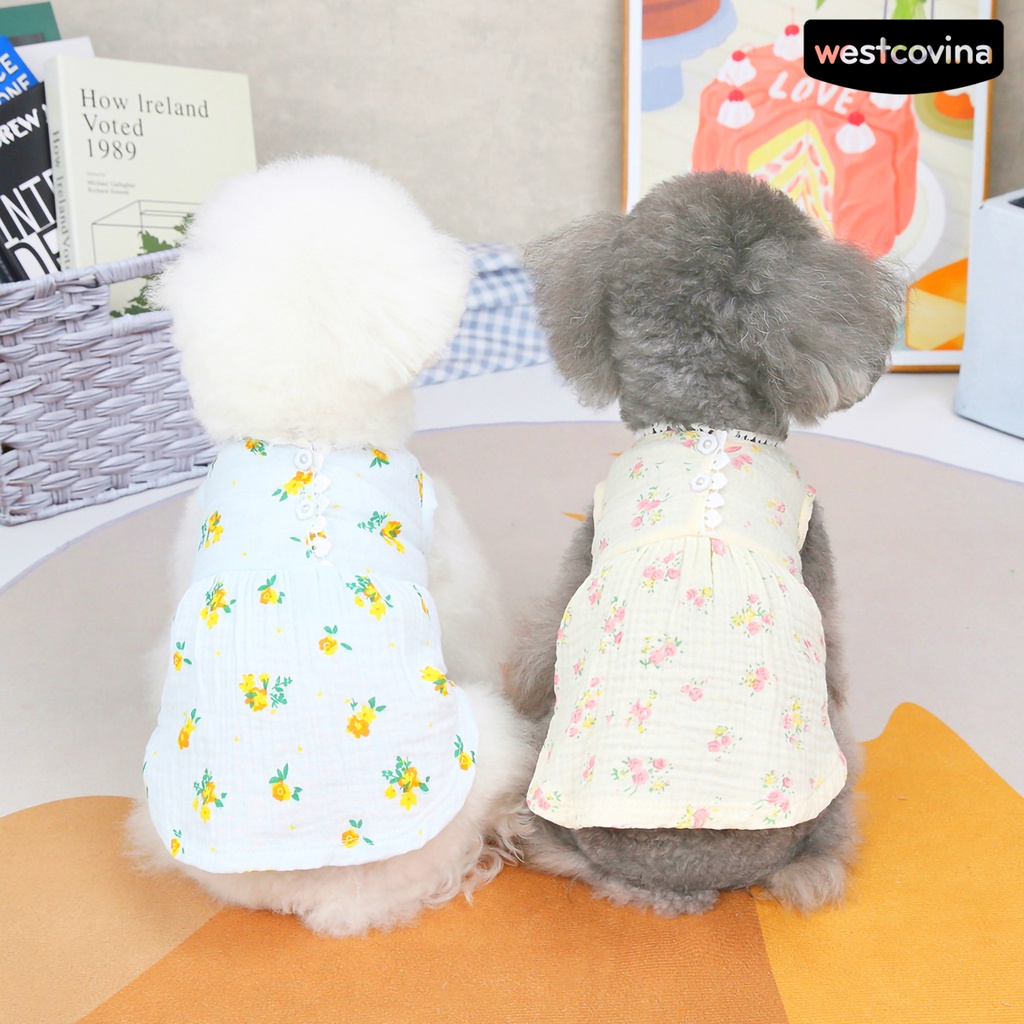 [Mới]♞Đầm Họa Tiết Hoa Thời Trang Cho Thú Cưng
