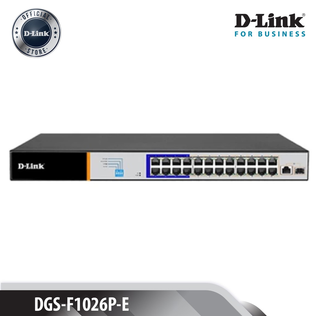 D-LINK DGS-F1026P-E - Bộ chia cổng mạng 26 cổng có PoE 250m 24 cổng 1000Mbps với 2 cổng SFP