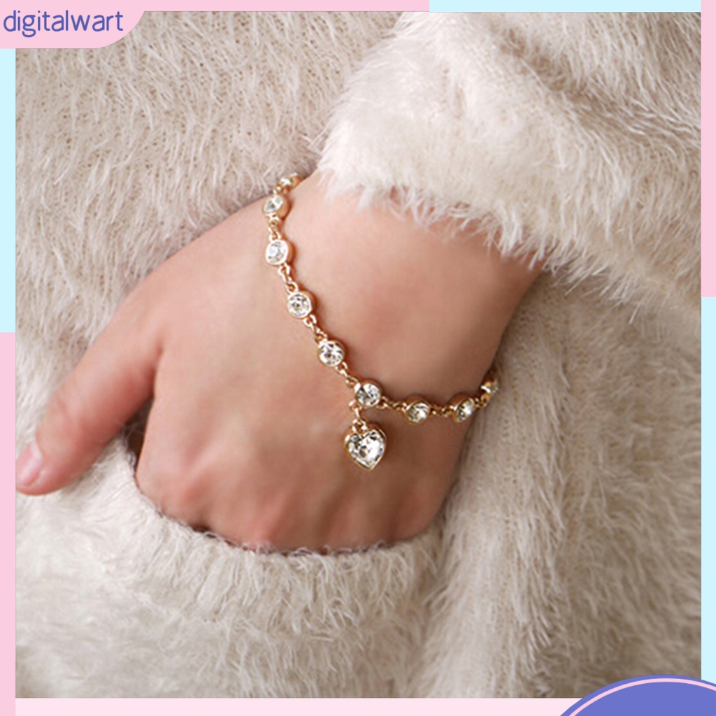 Vòng Đeo Tay Đính Đá Hình Trái Tim Xinh Xắn Dành Cho Nữ