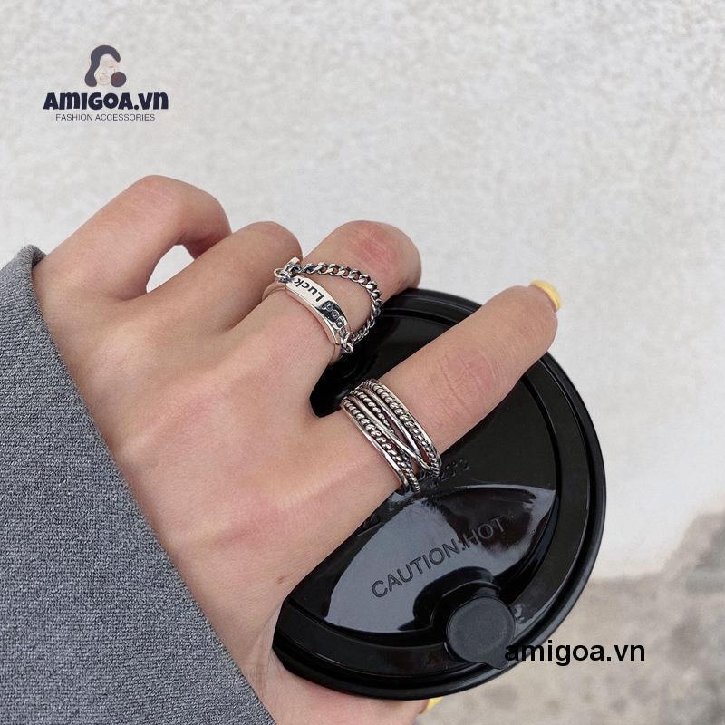 ✨✨Bộ nhẫn hình mặt cười phong cách hip hop Hàn Quốc