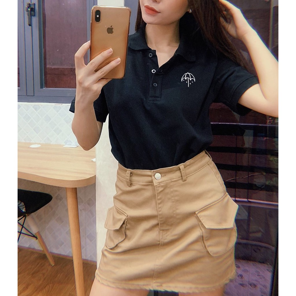 Áo thun POLO Unisex Cá sấu 4 chiều - Thêu Cái Ô