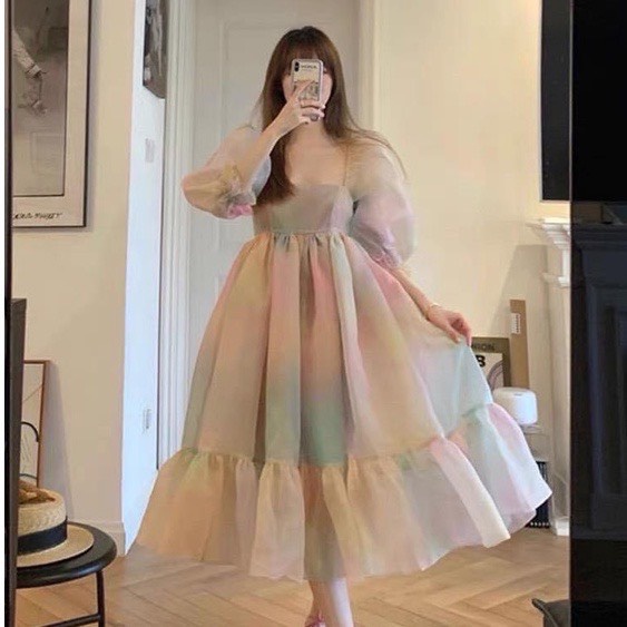 Đầm maxi đi biển cầu vồng V2
