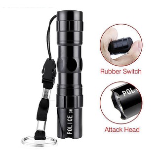Móc Khóa Đèn Pin LED Mini 3W Bằng Hợp Kim Nhôm Màu Đen