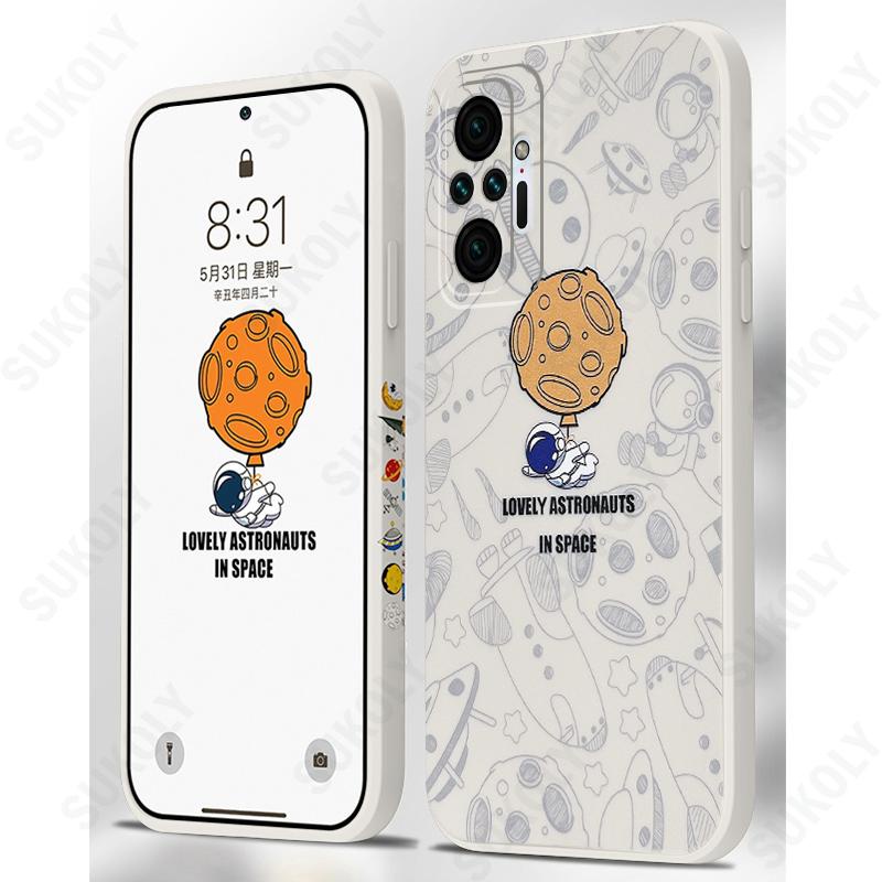 ốp lưng Phi hành gia với điện thoại mẫu bên Vỏ tương thích Cho Xiaomi 10 10s 10pro 11 11pro Redmi Note 11 pro 11s 10 Pro 9s 9 8 7S 7 Pro Redmi 8 9 9A 9C 9t 10 Vỏ đầy đủ silicone mềm vuông case