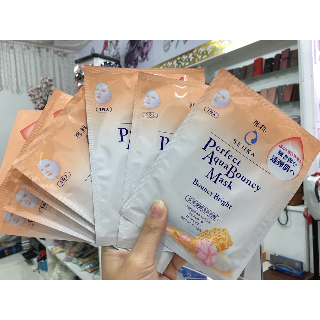 Mặt Nạ SENKA  Dưỡng da đàn hồi và sáng mịn 25ml Perfect Aqua Bouncy Mask Bouncy & Bright