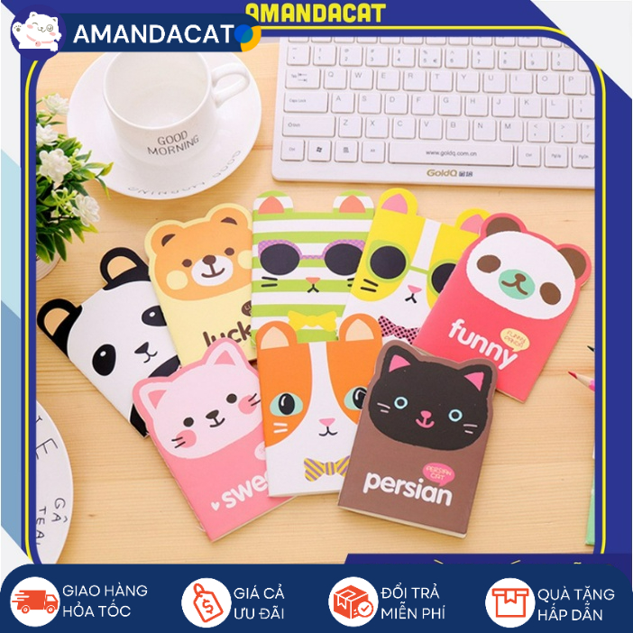 [Hàng sẵn] Sổ tay hình Thú cưng Ngộ nghĩnh Đáng yêu, Giấy note, Sổ note, Sổ ghi chép, Sổ tay bìa thú cưng, Tập mini