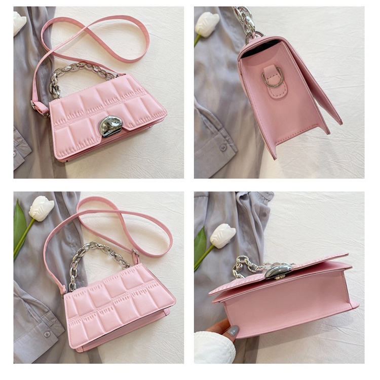 Túi Đeo Chéo Da PU Dáng Vuông Nhỏ Họa Tiết Hình Thoi Đơn Giản Phong Cách Retro Thời Trang Cho Nữ