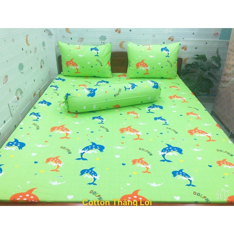 BỘ DRAP 4 MÓN VẢI COTTON THẮNG LỢI CHUẨN LOGO CTY 100% (Size M6x2M) chat chọn mẫu