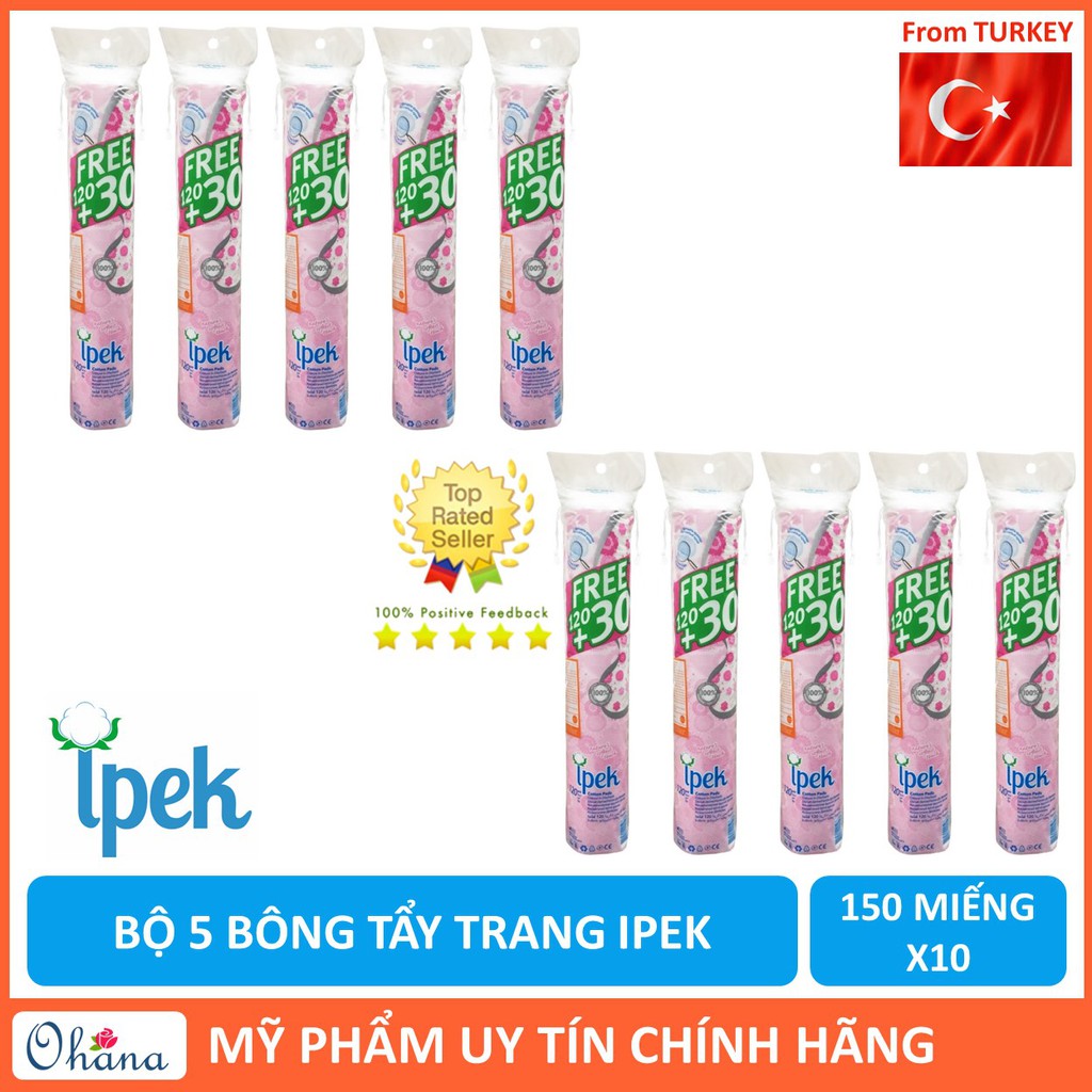 Combo 10 Bông Tẩy Trang IPEK 150 Miếng (Thổ Nhĩ Kì)