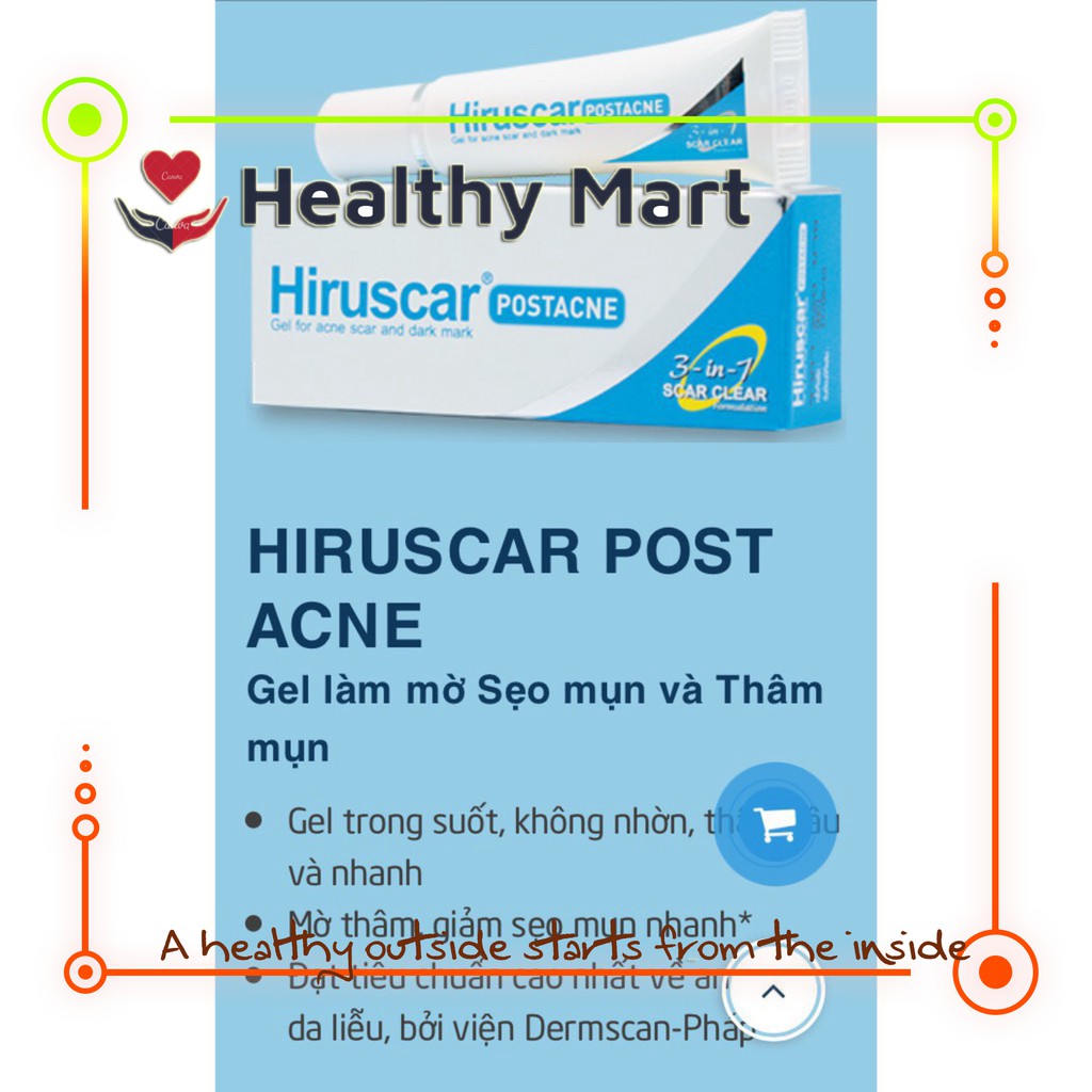 ✔️️️️[SECRHIRUS Giảm 15%] Gel làm mờ sẹo mụn và thâm mụn Hiruscar Post Acne 5g