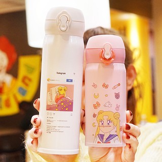 Thermos cup◊✽❆Vacuum cup South Korea beautiful girl contracted portable web celebrity ins stainless steel cute female s
