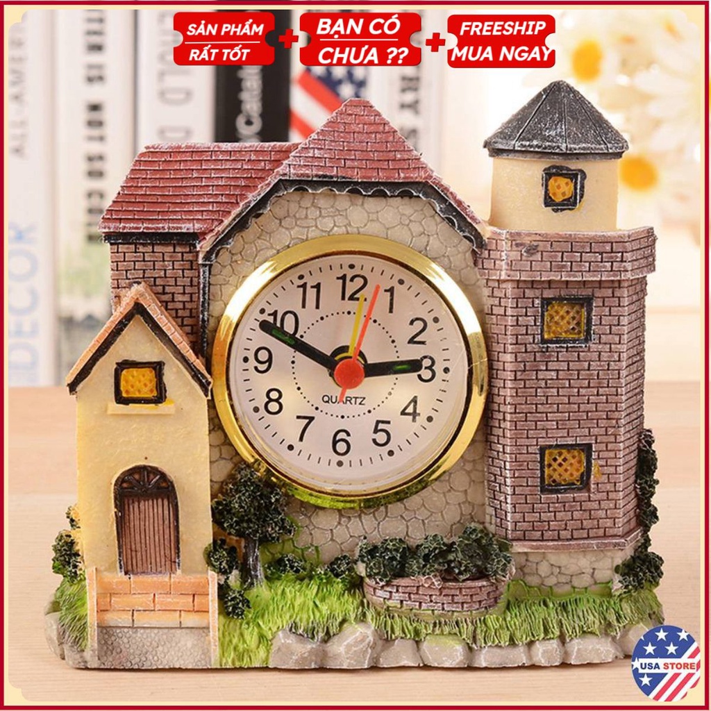 Đồng Hồ Để Bàn - Báo Thức - Ngôi Nhà Decor Hai Tầng