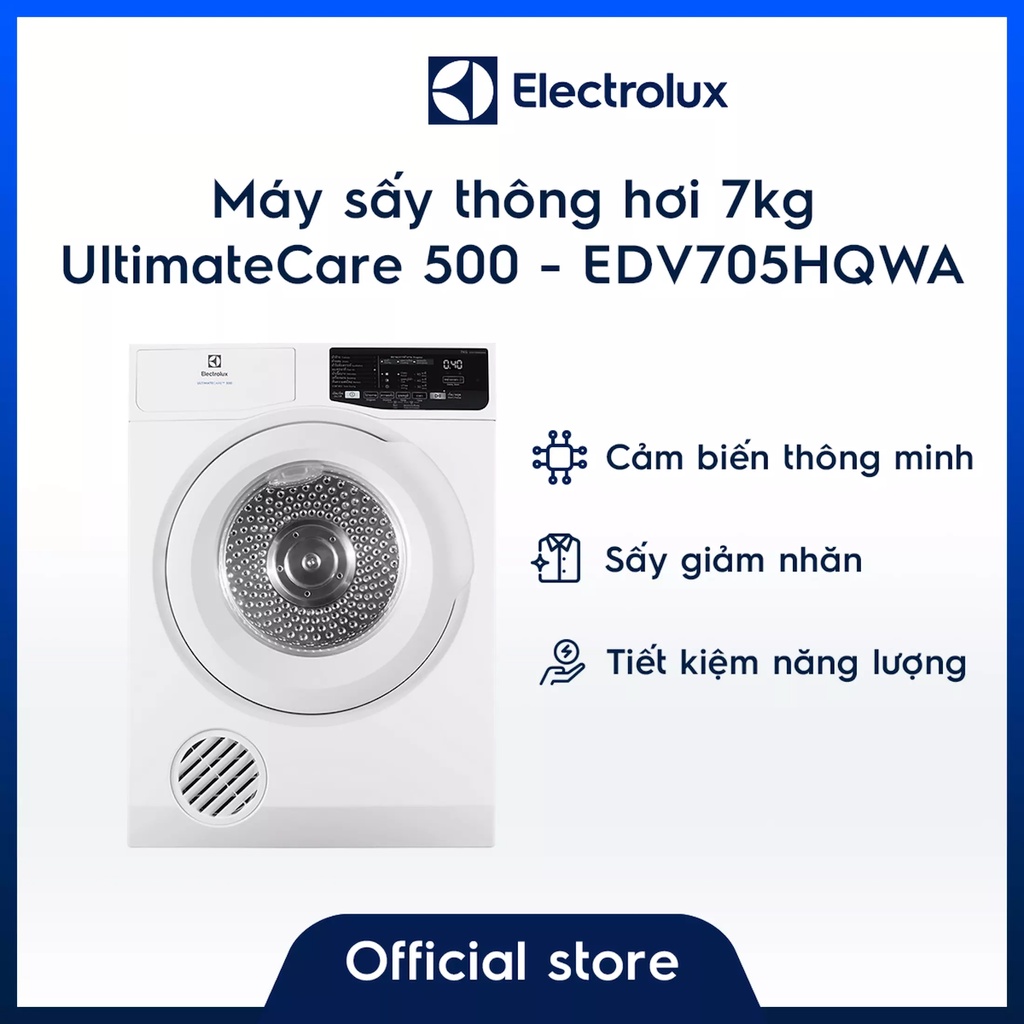 Máy sấy thông hơi Electrolux 7kg UltimateCare 500 EDV705HQWA - Hàng Chính Hãng