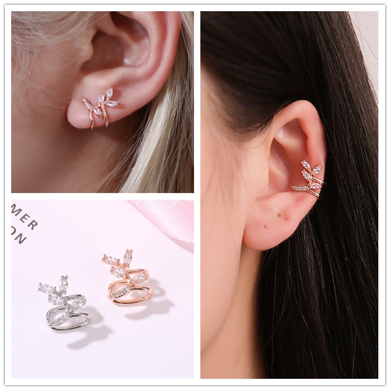 1 Khuyên Kẹp Vành Tai Hình Chiếc Lá Đơn Giản Thời Trang Hàn Quốc Cho Nữ