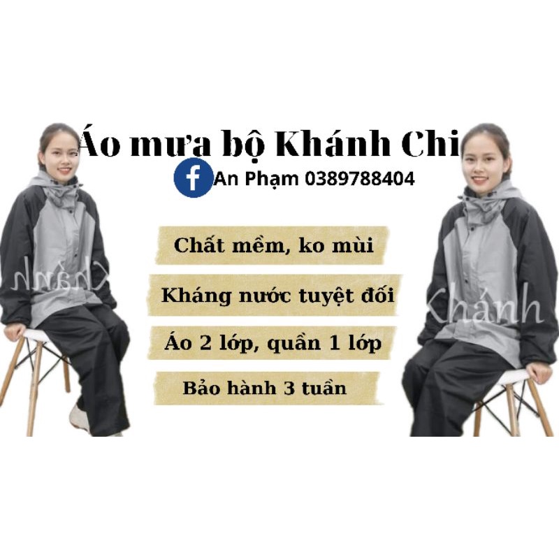 [FREESHIP TOÀN QUỐC]Bộ áo mưa 2 lớp Khánh Chi không ngấm- không mùi- siêu bền/nhẹ( có video)