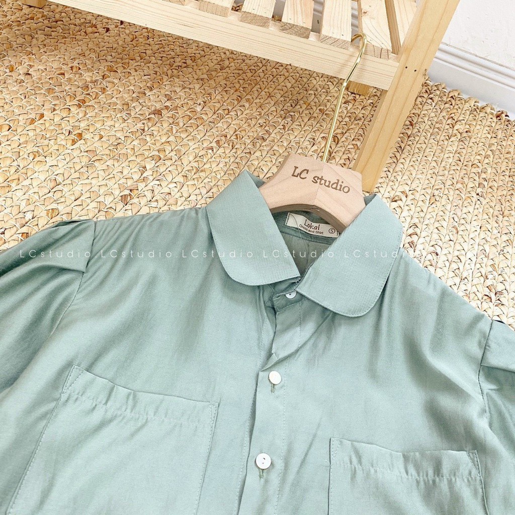 Áo sơ mi nữ ngắn tay sơ mi croptop cổ sen chất vải mịn mát XONXEN SHOP free size mã 33