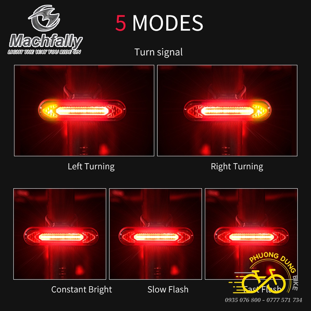 Đèn sau xi nhan xe đạp có điều khiển MACHFALLY BK600