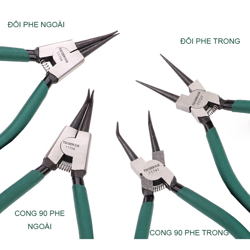 Kìm mở phe trong, phe ngoài, Mũi cong, mũi thẳng, mũi đôi, mũi đơn  - Chính hãng Tuosen