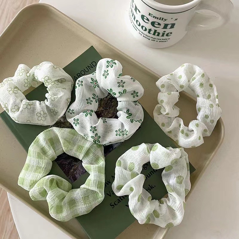 Set 5 Dây Cột Tóc Màu Xanh Lá Cây Tươi Mới