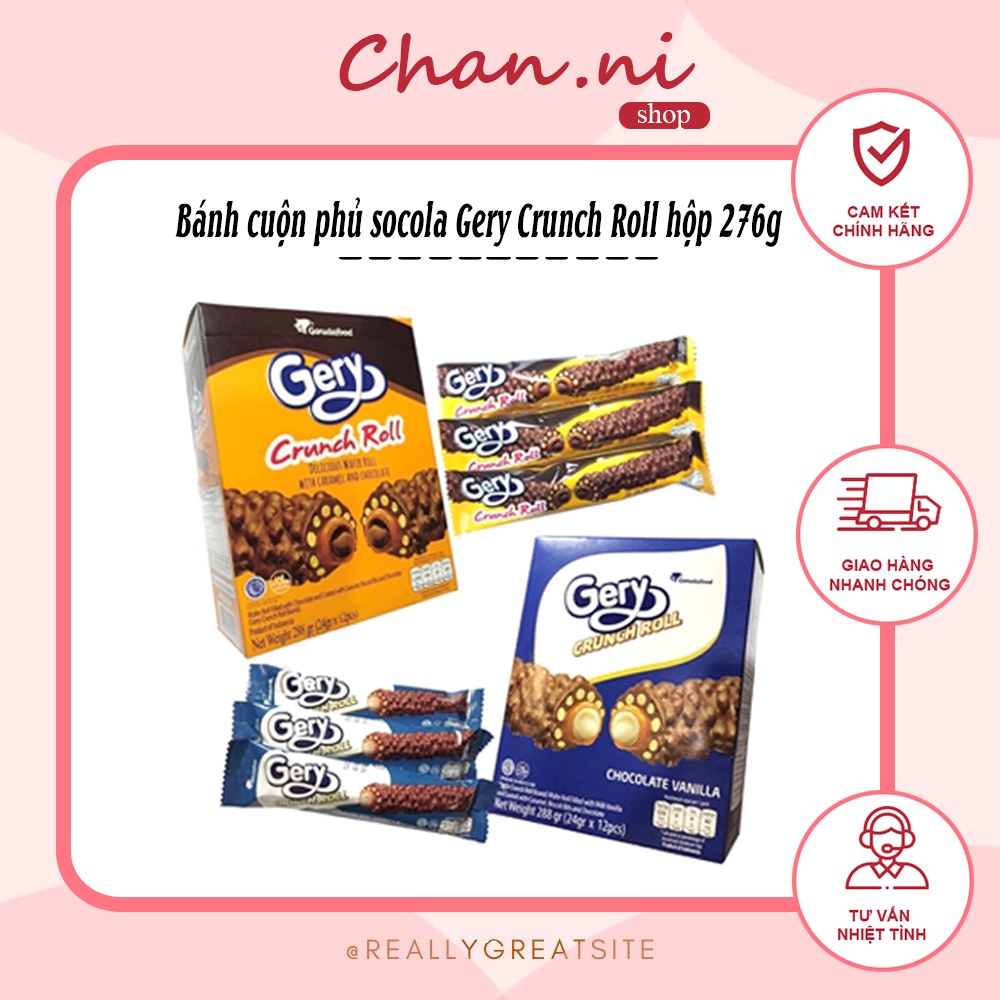 Bánh cuộn phủ socola Gery Crunch Roll hộp 276g