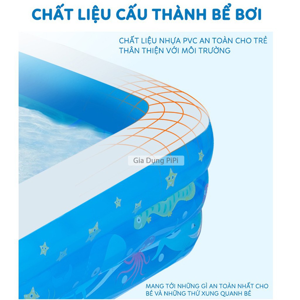 Bể bơi thành cao cho bé 3 tầng đủ kích thước, Bể bơi phao cho bé an toàn