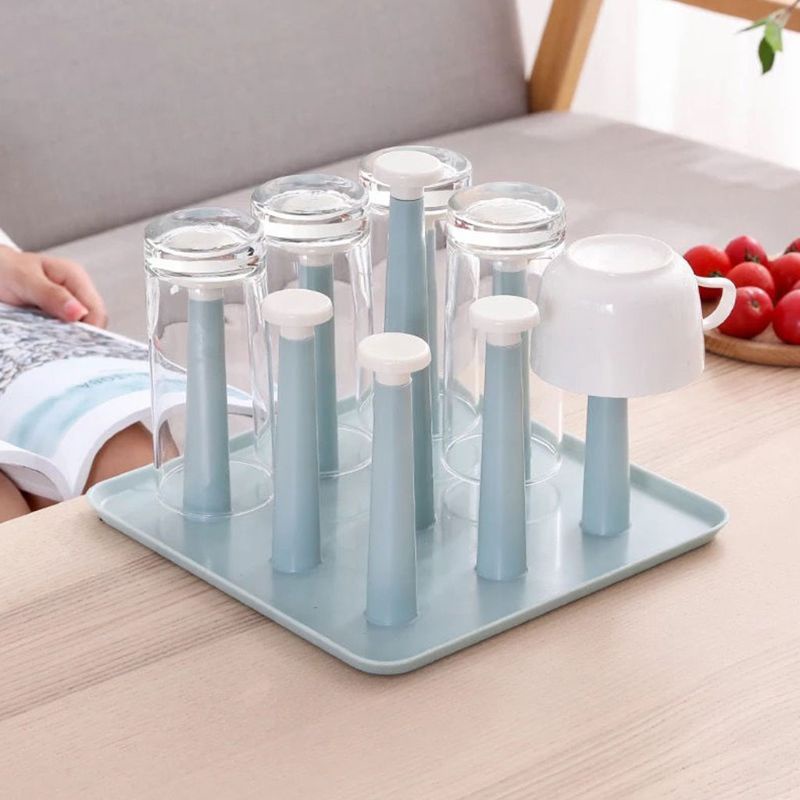 Giá Đỡ Phơi Khô Cốc / Chai Thủy Tinh Bằng Nhựa Chống Trượt Tiện Dụng