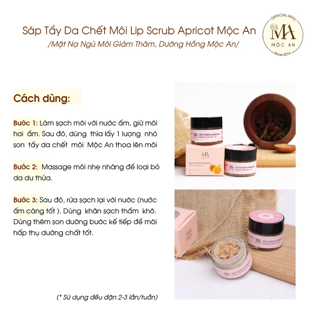 Sáp Tẩy Da Chết Môi Lip Scrub Apricot - Mộc An 15gr