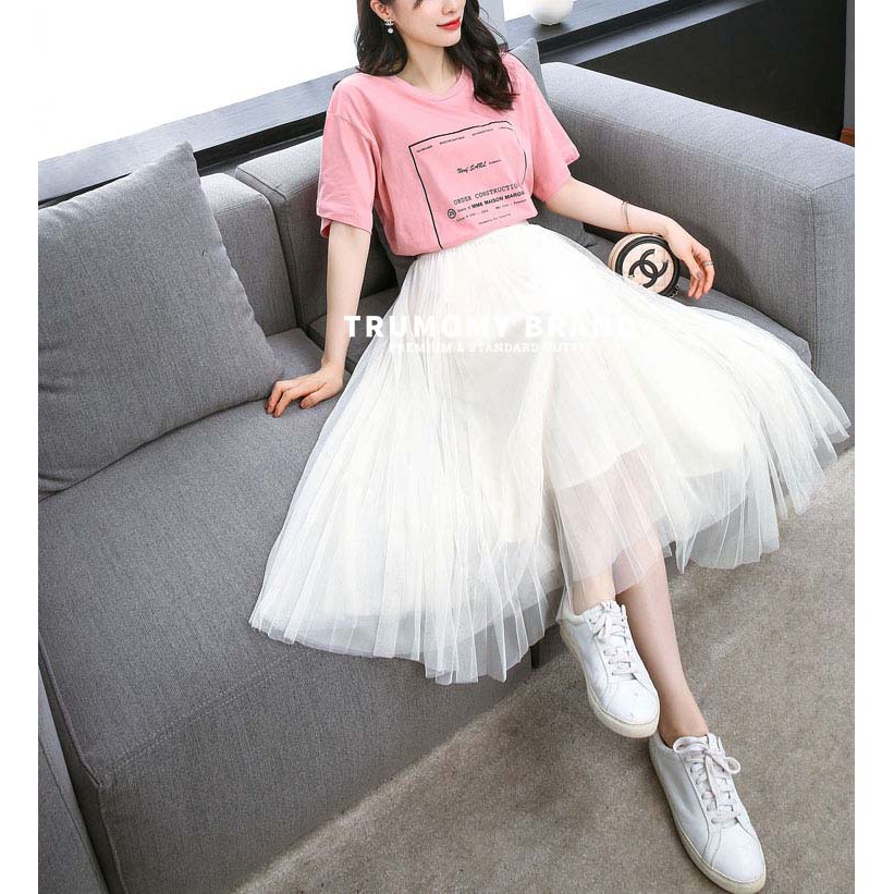Chân váy xếp ly xòe công sở Quảng Châu( 3 lớp, ren mềm mịn, dập ly, cạp vải) Trumomy (CV22) | BigBuy360 - bigbuy360.vn