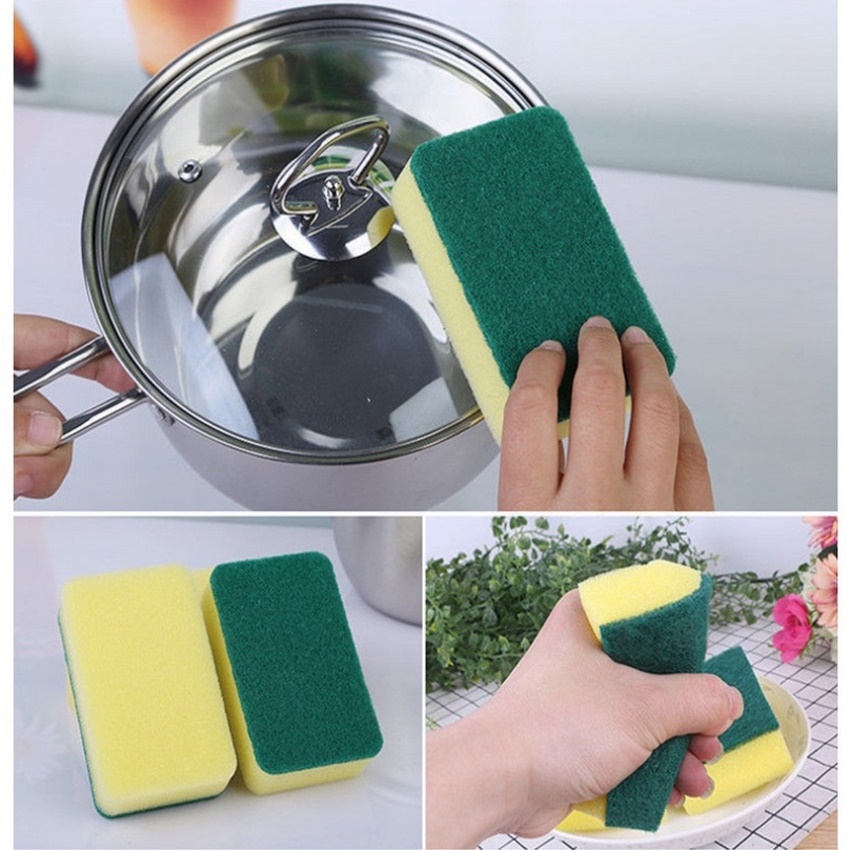 Miếng rửa bát bọt biển rửa bát vàng xanh vệ sinh chén dĩa tiện lợi siêu sạch DANA