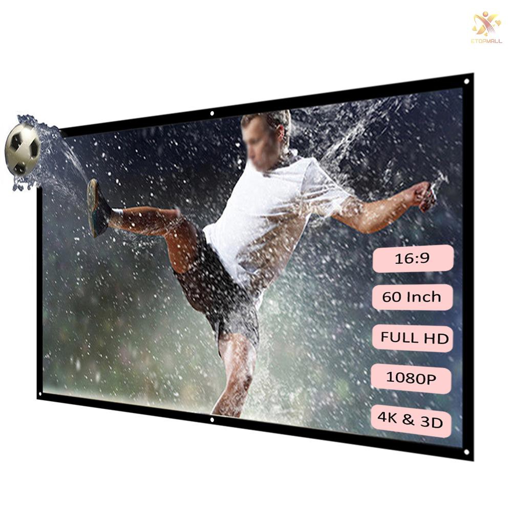 Màn Hình Máy Chiếu Et H60 60 &quot;Hd 16: 9 Có Thể Gấp Gọn Tiện Dụng Kèm Phụ Kiện