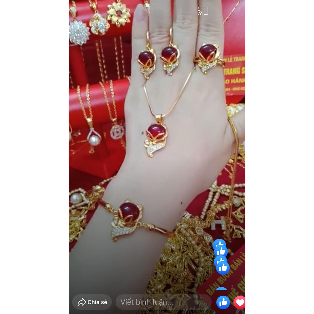 Bộ trang sức hồ ly đá đỏ