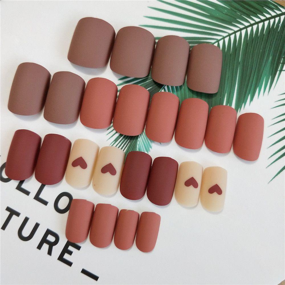 MIHAN1 Bộ 24 Móng Tay Giả Hình Trái Tim