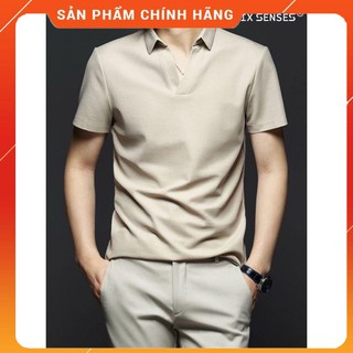 Áo thun nam có cổ mã  POLO CỔ V MÀU KEM - chất thun cá sấu cotton 100% đang hot nhất thị trường mua hè này