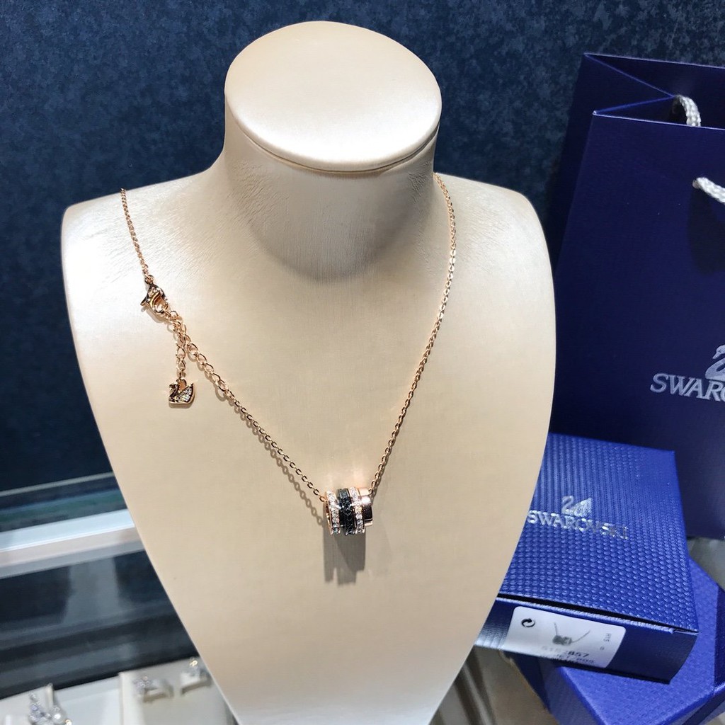 [Original] 5152857 Swarovski Four-ring Transport Bead Rose gold crystal necklace clavicle S925 silver fashion jewelry