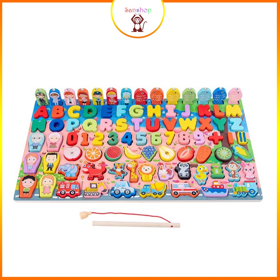 Bộ đồ chơi gỗ câu cá và học số thông minh 89 chi tiết