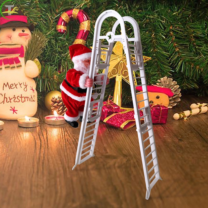 Ông già noel leo thang chữ A chạy pin trang trí Giáng sinh làm quà tặng cho bé chơi Noel